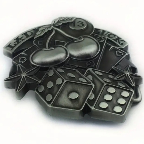 New lady luck casino dice and cards belt Buckle - Picture 3 of 4